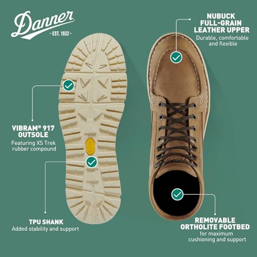 Danner Logger 917 Waterproof Moc Toe Work Boots for Men - Nubuck Leather with Breathable Gore-Tex, Vibram SPE Midsole and 917 Traction Outsole4