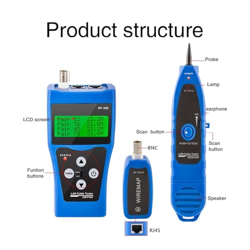 Probador de continuidad NF-308 con rastreador Ethernet para verificar redes LAN 6