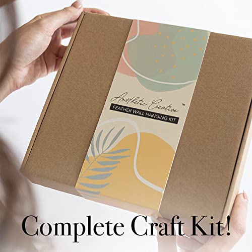 Diy Macrame Kit, Feather Dream Catcher Wall Hanging Kits For Teens & Adult Beginners, Craft Supplies For Boho Art Project-Macrame Cord, Gold Hoop, Accessories & Instructions (Agave) #TOP5