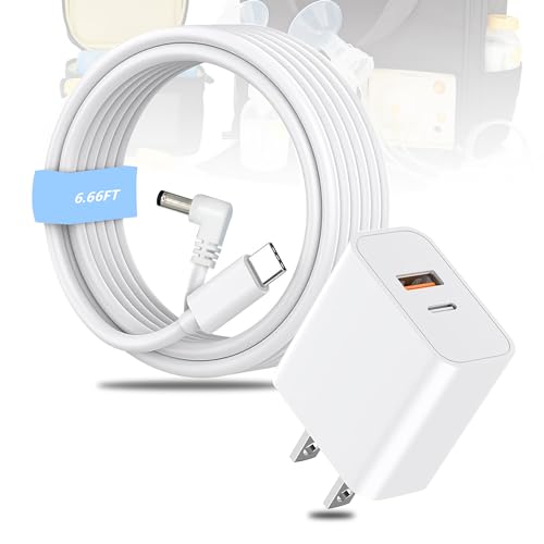 Wamlet 9V 20W Dual Port Fast Charger Block with USB-C to DC Cable for Medela Pump-in-Style Advanced Breast Pump Replaces Part #67174 or 920.7010 9207010 Charging