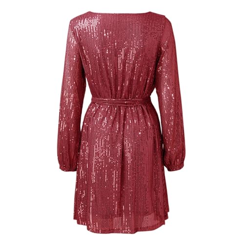Robe à sequins scintillants manches longues élégance décontractée