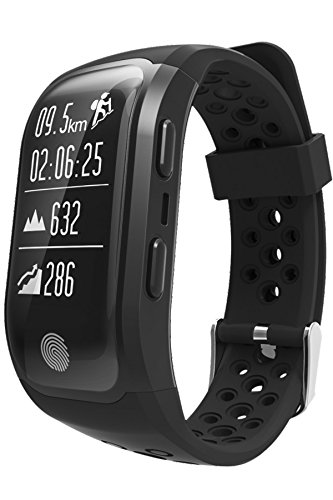 GPS Sports Watch Waterproof Fitness Tracker Heart Rate Monitor Bluetooth Smart Bracelet Black