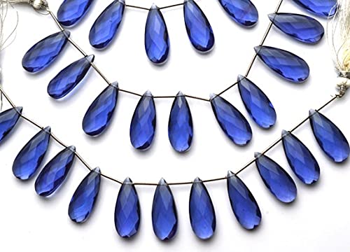 Quartz hydro tanzanite perles briolettes poire 10x24mm pour création de bijoux raffinés DIY