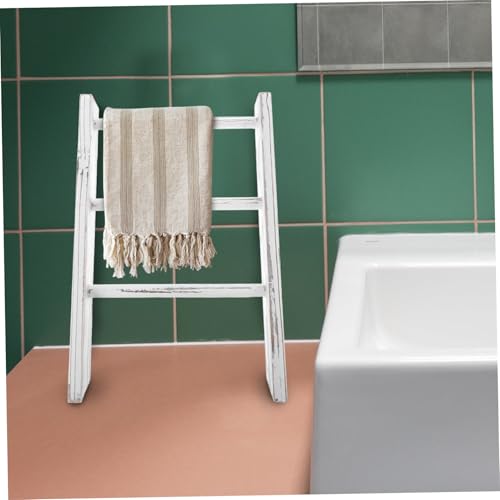 Porte-serviettes gain de place échelle décorative bois blanc