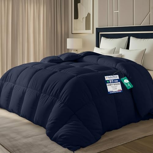 Image of Utopia Bedding Duvet Single,10.5 Tog Coverless Duvet With Corner Tabs, Box Stitched Quilt (Single, Navy)