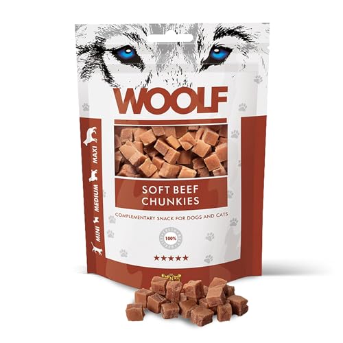 Biscotti per cani snack naturali con carne di manzo 85% senza conservanti premietti per animale addestramento bocconcini per cani morbidi 100 g | WOOLF