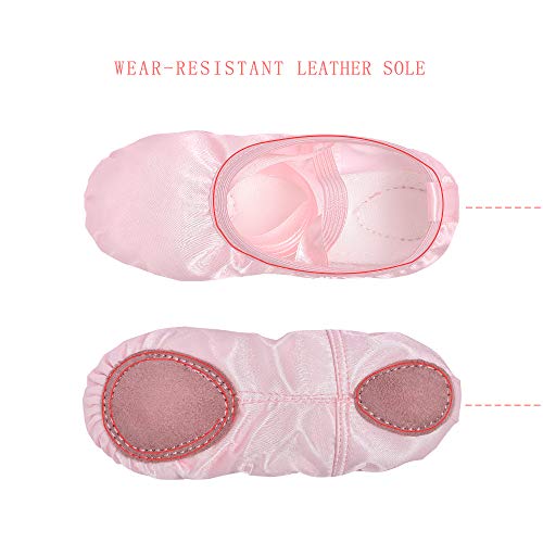 image for STELLE Girls Ballet Dance Shoes Satin Slippers Gymnastics Flats Split 