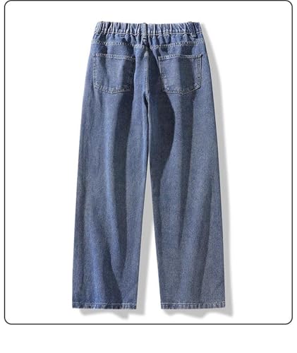 Mens Jeans Long Classic Straight Denim Wide-Leg Pants Solid Colors Vintage Business Casual Pants2
