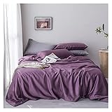 qingmutech Sabanas 150 x 190 100% Seda Noble púrpura Juego de Ropa de Cama Seda Saludable Doble Reina Rey Cubierta de edredón Hoja Plana Funda de Almohada Cubierta de Acolchado Sabanas 150x200