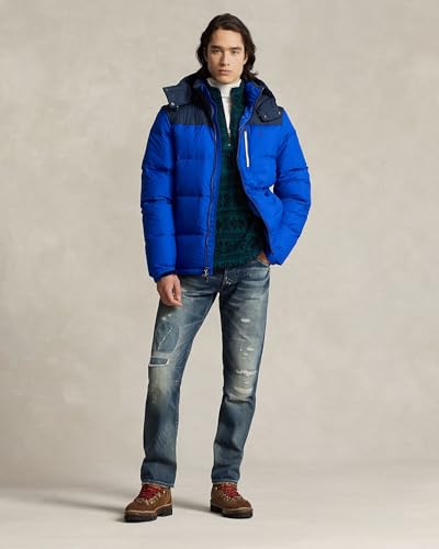 Image of POLO RALPH LAUREN Mens The Gorham Glossed Down Jacket (US, Alpha, Medium, Regular, Regular, color-blocked)