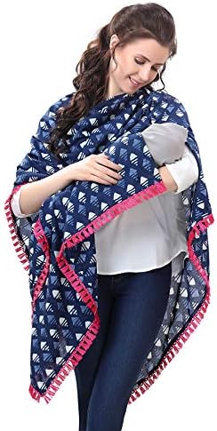 Nursing Cover for Breastfeeding Multi Use Poncho Style Scarf with Buttons, Cotton Feeding Elegant Apron Breathable for Pre & Post Pregnancy