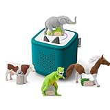 tonies Toniebox 2 Bundle Incl. 4 Tonie: Kleine Experten, Alles über Dinos, Pferde, Kühe und Elefanten, Meeresgrün, Audioplayer für Hörbücher, Lieder, Einschlafen und Tonieplay für Kinder