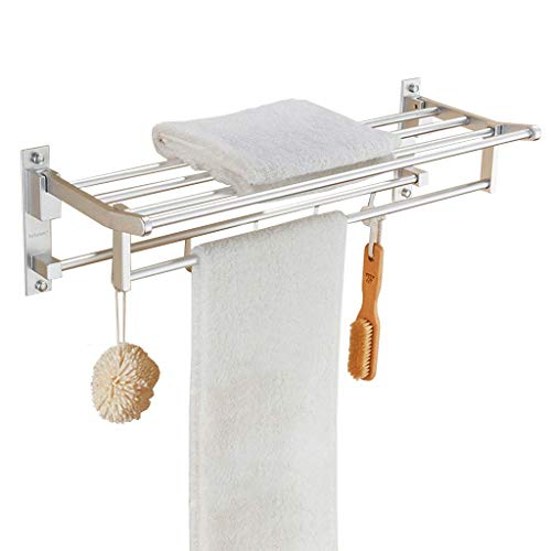 Estante Plegable para Toallas de baño, Estante de Aluminio para Ducha montado en la Pared con Gancho, Estante para Toallas de Hotel, Estante para Almacenamiento de cosméticos, artículos de tocador