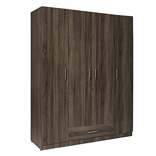 Image of Wakefit Wardrobe | 1 Year Warranty | Engineered Wood Almirah, Cupboard for Clothes Storage | 4 Door, 1 Drawer, 2 Hanging Space | Cashmere - Napa Oak