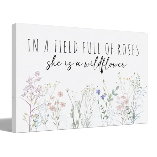 Image of BIWSHA Wildflower Decor, Wildflower Nursery Decor, Floral Nursery Decorations, Girls Bedroom Canvas Wall Art For Baby Girls Room Kids Room, 11x14 Inch