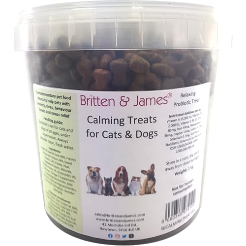 Britten and James Calming Treats for Dogs and Cats (1kg tub). 100% Natural and Healthy Grain-Free Treats for Anxiety, Sleep, Behaviour and Stress Relief