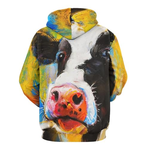 Sweat à capuche vache peinte pull décontracté pour sorties urbaines