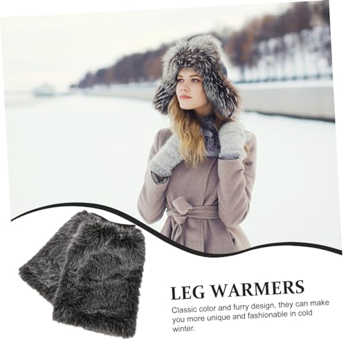 Mipcase Warm Fur Boot Covers for Women Furry Leg Warmers in Grey Boot Cuffs for Keeping Legs Warm during Autumn and Winter Cozy Clothes Accessory for Daily Wear Stage Performance