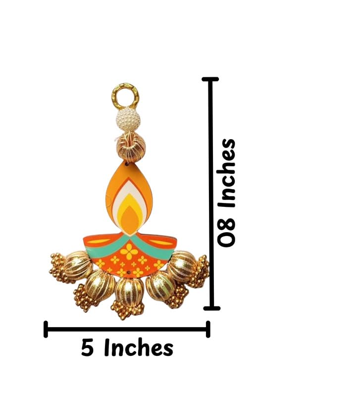 Image of Diya Hanging,Pair of 2, 10 Inch | Door Garlands for Main Door|Shubh Labh Hanging | Mandir & Temple Decor | Diwali & Pooja Decoration | Home Mandir & Pooja Room Decoration Items