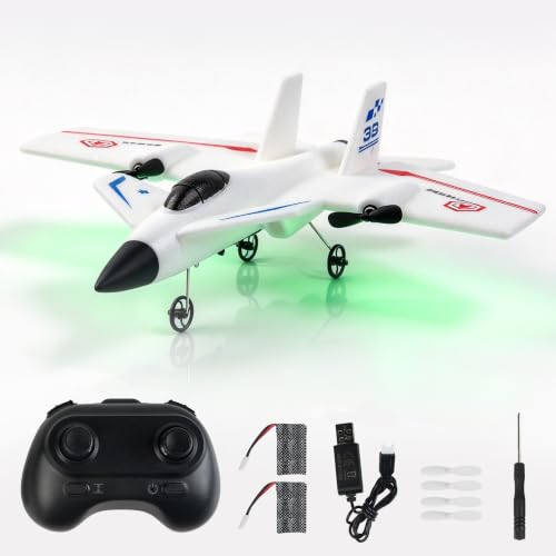 PLAYFLEA 2-CH Sci-Fi RC Plane for Kids,Remote Control Airplane Fighter Toys