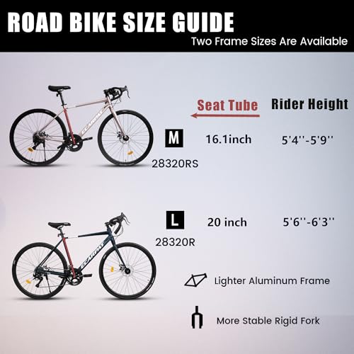 700C Lightweight Aluminum Road Bike, 16-Speed Racing Bicycle