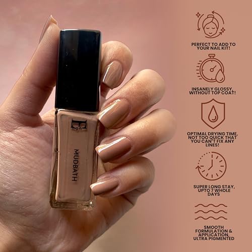 Image of Ellement Co. Mudbath Vegan Nail Polish,16-Free Formula, Long Lasting, Non-Yellowing, High Gloss Finish, Quick Drying, Cruelty Free - 10ml