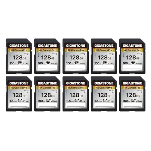 Image of 【5-Years Data Recovery】 GIGASTONE 128GB SD Card 10-Pack, 4K Camera Pro, UHS-I A1 V30 SDXC Memory Card 4K UHD Video Compatible with Digital Camera, with 10 Mini Cases