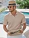 JMIERR Polo Shirts for Men Classic Short Sleeve Brown Casual Soft Beach Old Money Knit Shirt, XL