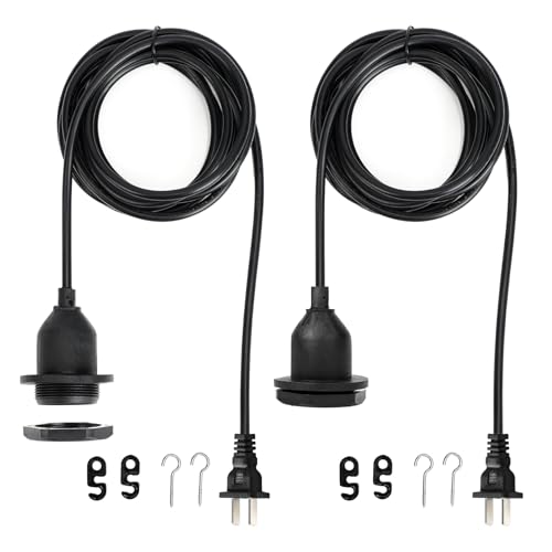 Waterproof Light Socket Cord with Plug: Sealed Rain Resistant E26 E27 Hanging Lamp Socket 10FT - Helps Reduce Moisture Exposure for Safer Outdoor Patio Garden and Temporary Lighting (2)