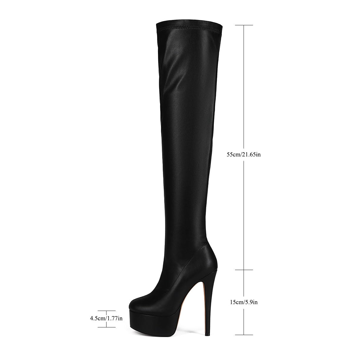 Feinlina Nero Donne sopra il ginocchio alto Stiletto Piattaforma Tacco Stivali Notte Sexy Moda Pelle Coscia Stivali alti