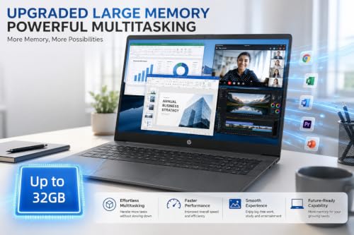 Image of HP 17.3 inch Business Laptop, 2026 Edition, 10-Core Intel Core 5 (> Core i5, Up to 5.0 GHz), 16GB RAM, 512GB PCIe SSD, Large Screen, Windows 11 with Office 365 for The Web, Built for Productivity