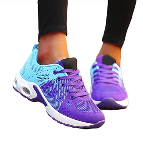 Minetom Damen Mesh Laufschuhe Turnschuhe Sportschuhe Sneaker Running Tennis Schuhe Straßenlaufschuhe Dämpfung Leichtgewichts Atmungsaktiv Walkingschuhe Outdoor Fitness Jogging B2 Violett 41 EU