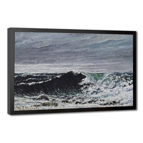 Toile Courbet The Wave décoration murale bureau grand format cadre suspendre 61x91 cm