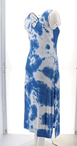 Nina Leonard Slvless Maxi Dress X-Backing 736-161, Royal Multi, 3X-Large Plus #TOP5