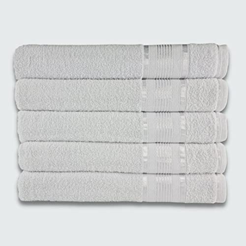 Kit 05 Toalhas de Rosto Gigante Egito 100% Algodão 45x80cm 350g/m² Padrão Hotel (Branca)