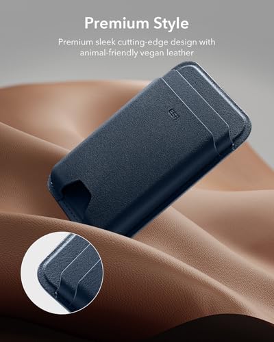 ESR für MagSafe Wallet, 5 Karten Halter, RFID Schutz, iPhone Wallet mit 3200g Magnetstärke, Veganes Leder, für iPhone 17e/17/16/15/14/13/12 Serie und Ausgewählte Samsung Geräte, Nicht für mini, Blau