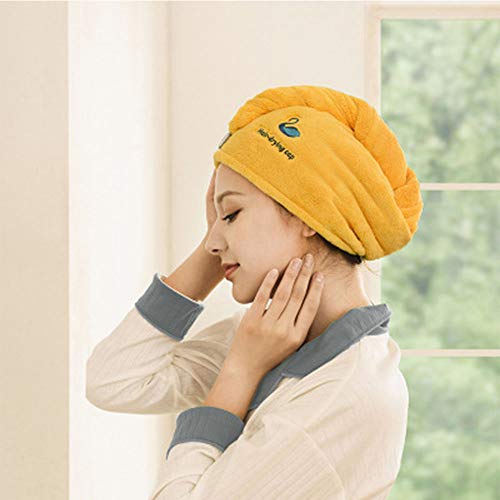 2 Pack Hair Drying Cap - Quick Magic Hair Dry Ha For Kids And Woment, Evolatree Microfiber Hair Towel Wrap With Button, Yellow #TOP5