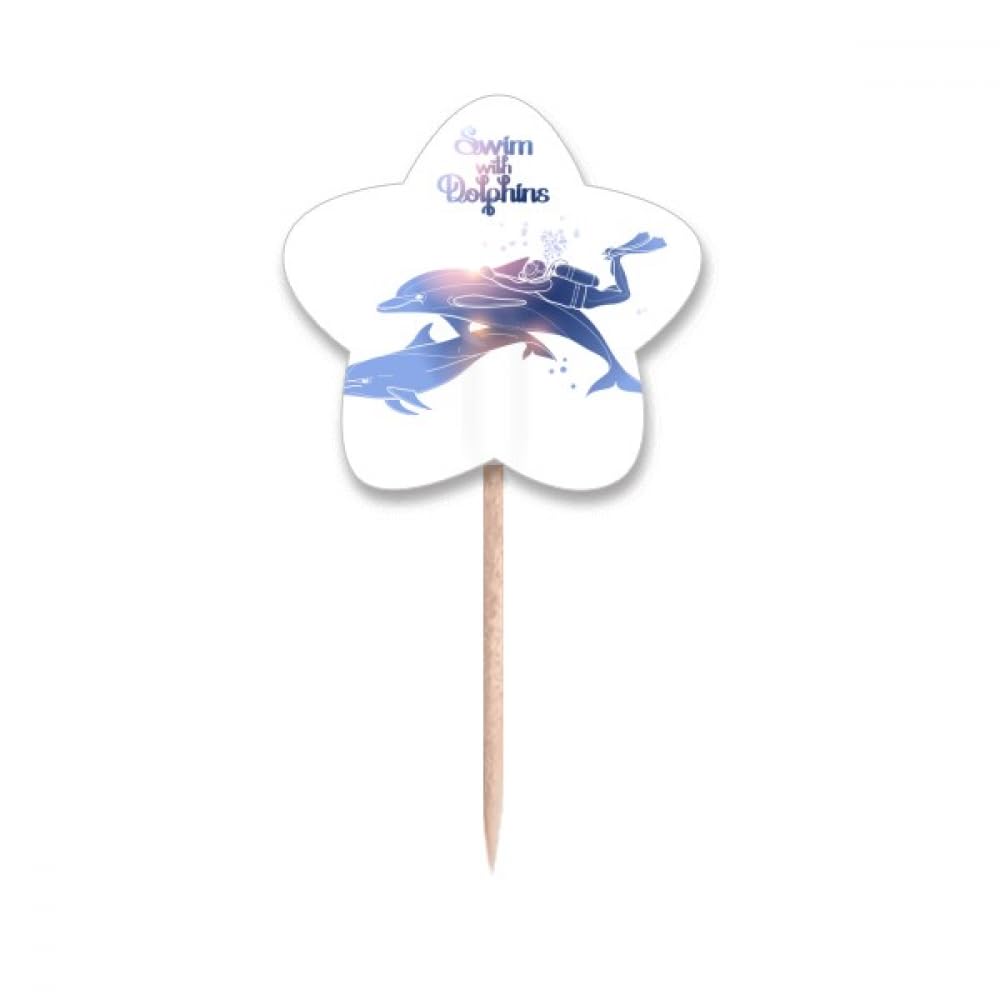 Cure-dents drapeaux dauphin pour décoration de cupcake étoiles et cake topper