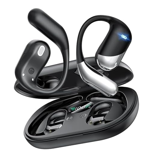 Ultra Open Ear Headphones,Over Ear Bone Conduction Earbuds with Ergonomic Earhook,Bluetooth Headphones 6.1 with Digital Display,60H Playtime,IP55 Waterproof, Comfort for Cycling,Running,Workout