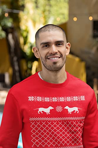Dachshund Ugly Christmas Sweater Red Adult Crew Neck Sweatshirt - Medium #TOP1