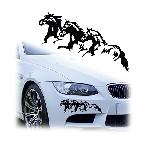 Moioee Car Decor Running Horse Sticker Decal, 2PCS Window Sticker for Vehicle, Self-Adhesive Waterproof Decal, Non-Fade Reflective Stickers Tags for Truck Motorcycle (Black)