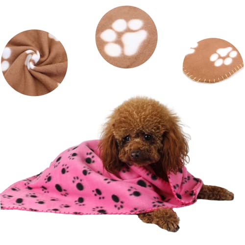 4Pcs Pet Blanket for Small Dogs Cats Soft Puppy Blankets Washable Pet Fleece Blankets with Paw Print - Image 3