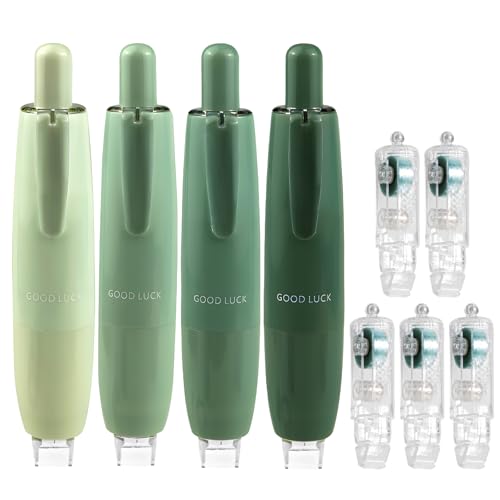 Image of 9Pcs Double Sided Tape Pens with Replaceable Cartridges, Press Double Sided Glue Pen, Strong Adhesive Glue Tapes Roller for Crafting Cards Photo Album Journal (Green)