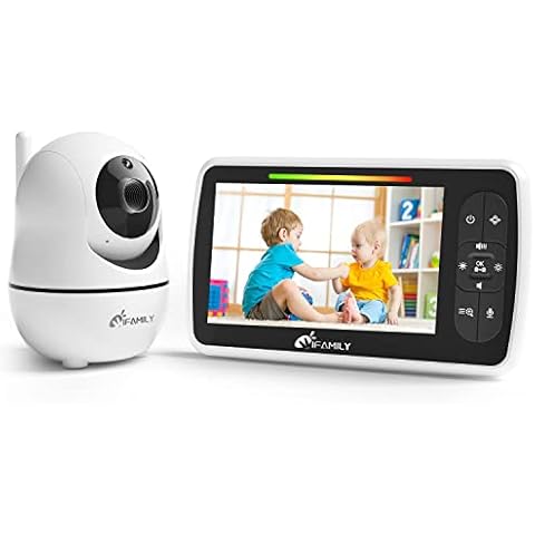 iFamily Baby Monitor, Large Display Video Baby Monitor with Cameras and Audio, Long Range, Remote pan tilt, Night Vision, Temperature Sensor, 2 Way Talk, Feeding Clock and lullabies.