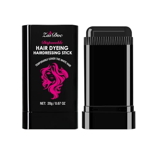 ZAIDOC Disposable Hair Dye Stick, Covers Gray Hair, 2-in-1 Root Touch Up & Dyeing Comb, Portable, Waterproof and Sweatproof, Temporary Hair Color, Easy to Use, Dye Pen for Women & Men, 0.67oz, Black