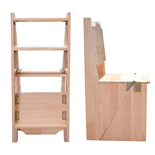 Taburete de escalera interior de madera natural para ahorrar espacio 5