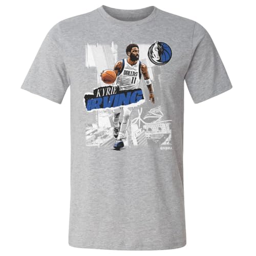 500 LEVEL Kyrie Irving Dallas Mavericks Shirt - Kyrie Irving Dallas Mavericks Rough WHT (Heather Gray, Small)