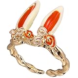 Gatuida Anillo Abierto Ajustable Orejas de Conejo Rosa Diseño Animal Femenino Anillo para Mujer y Adolescentes Joyería de Moda para Fiestas Halloween y Uso Diario
