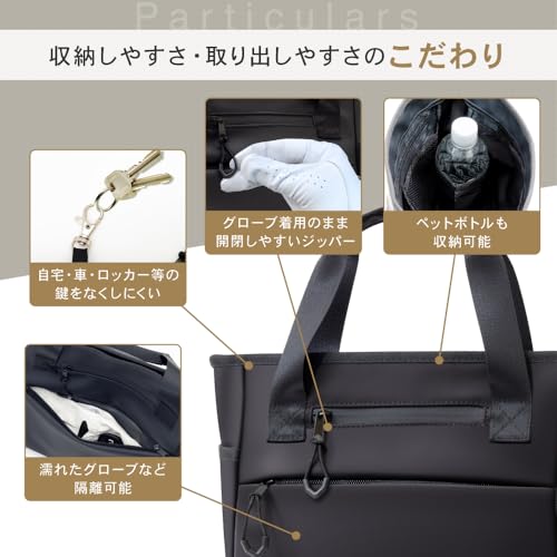 [PYKES PEAK] パイクスピーク ゴルフ ラウンドトートバッグ ラウンドポーチ 【防水 撥水加工】 カートバッグ ラウンドバッグ ゴルフバッグ メンズ レディース【ネイビー】 7枚目