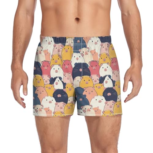 ALAZA Colorful Guinea Pig Animal Men's Boxer Cotton Shorts Briefs Underwear Soft Breathable Button S-XXL